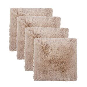 Natural Home Decor New Zealand Sheepskin Chair Pad | 4-Piece | Taupe | 17"x17"